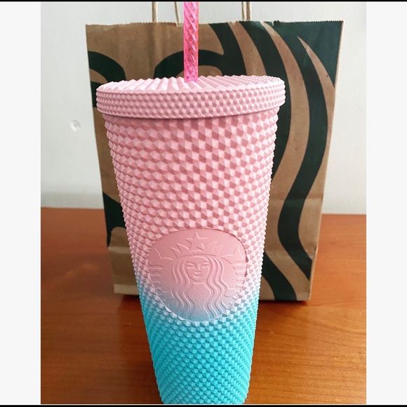Custom Painted Starbucks Studded Cup Tumbler Matte Pink Peach Ombré BLING Custom Painted Starbucks Studded Cup Tumbler Matte Pink Peach Ombré BLING